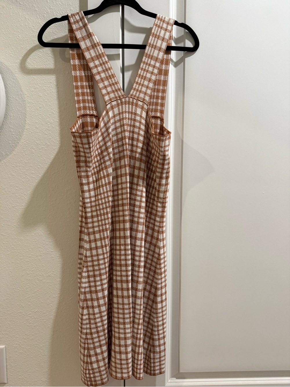 NWT Versona Brown and White Checked Sleeveless Midi Dress - Picture 4 of 5